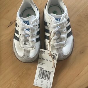 Toddler 4K adidas White and Black Samba OG  Sneakers